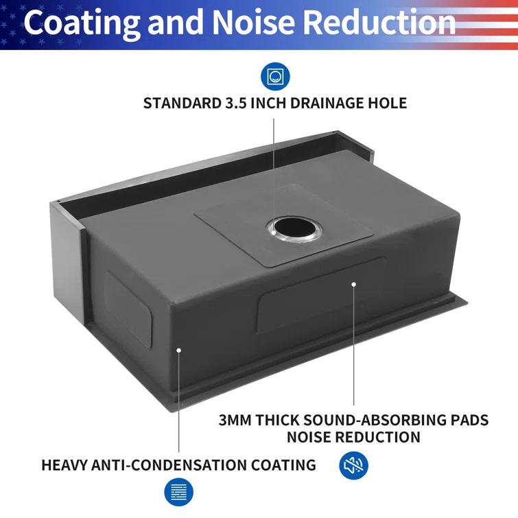 27'' L Farmhouse / Apron Single Bowl Stainless Steel Kitchen Sink