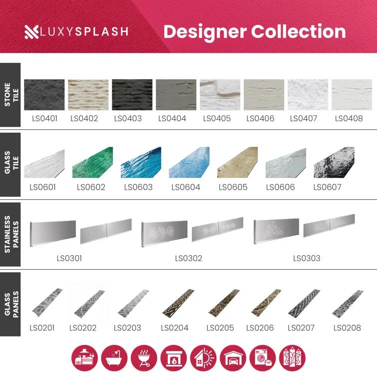 LuxySplash Drita 12-in x 18-in Ultra-Glossy Stone Composite Peel and Stick Wall Tile (3-sq. ft/ Carton)