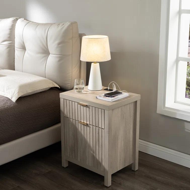Arrilla 25'' 2 - Drawer Nightstand with Built-In Outlets