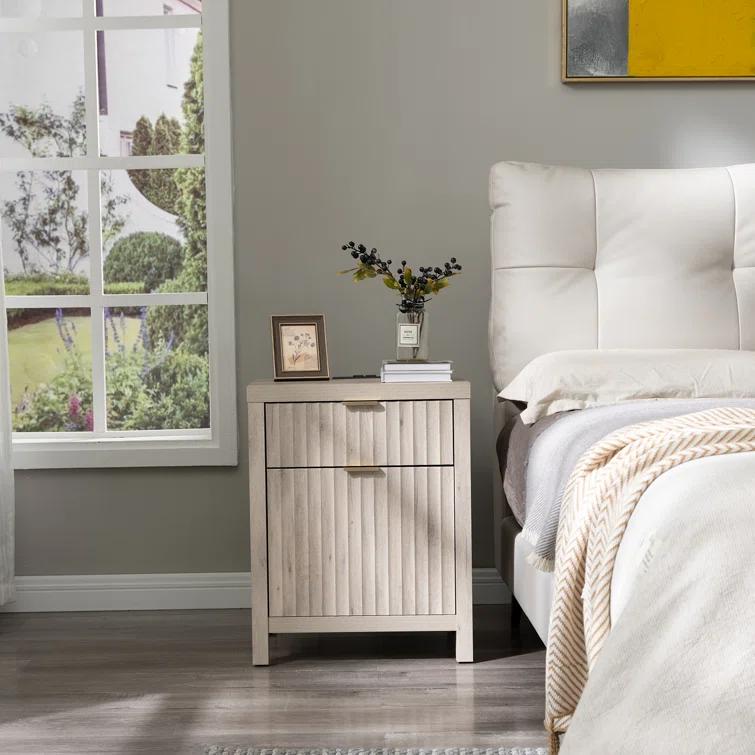 Arrilla 25'' 2 - Drawer Nightstand with Built-In Outlets