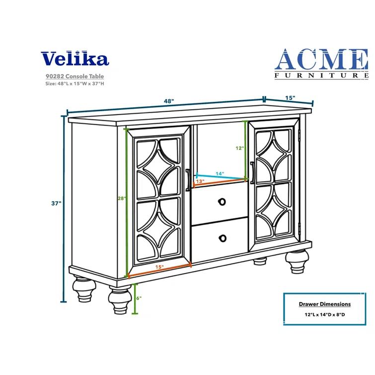 NTYUNRR Velika 48'' Solid Wood Console Table with 2 Drawers