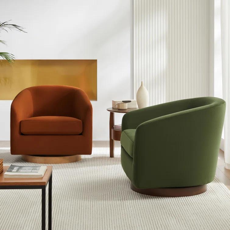 Upholstered Swivel Barrel Chair