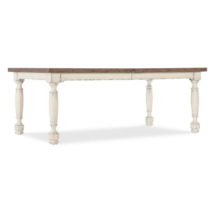 Rustic Cream and Brown Extendable Reclaimed Wood Dining Table