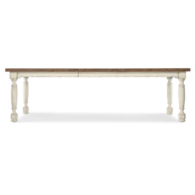 Rustic Cream and Brown Extendable Reclaimed Wood Dining Table