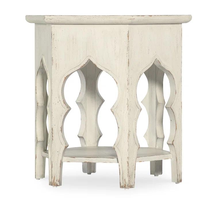 Rustic White Oak Veneer Round End Table