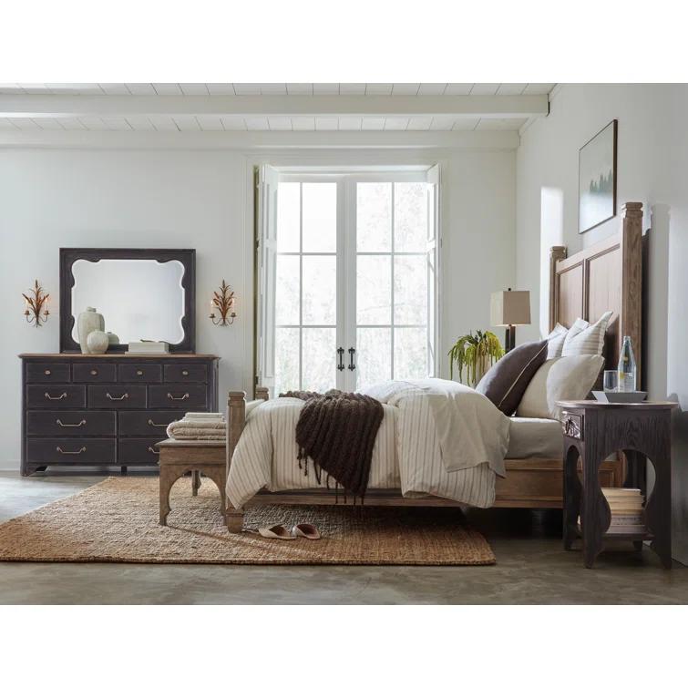 Rustic Brown King Wood Panel Bed with Headboard