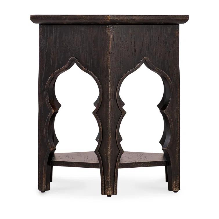 Black Rustic Oak Veneer Hexagon End Table