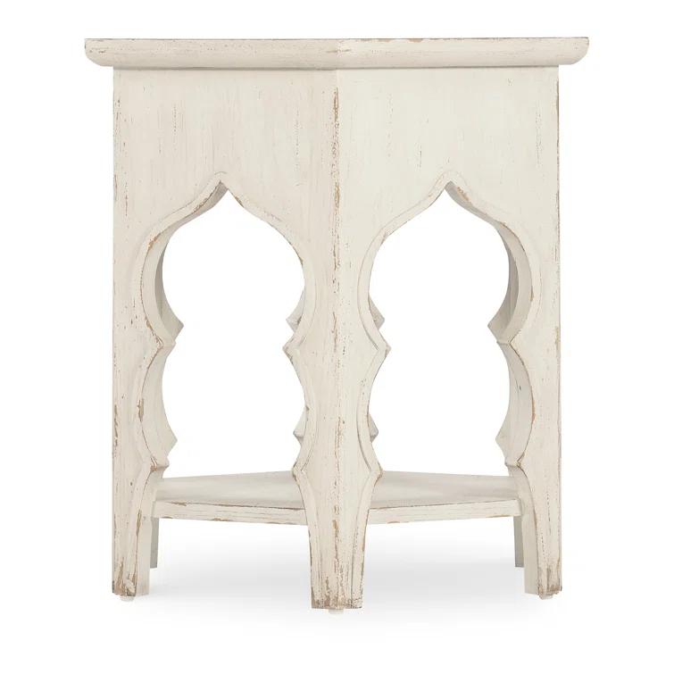 Rustic White Oak Veneer Round End Table