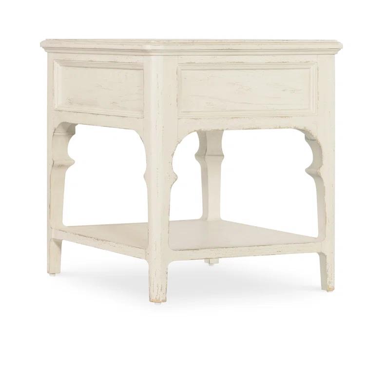 Rustic White Oak Veneer End Table with Storage