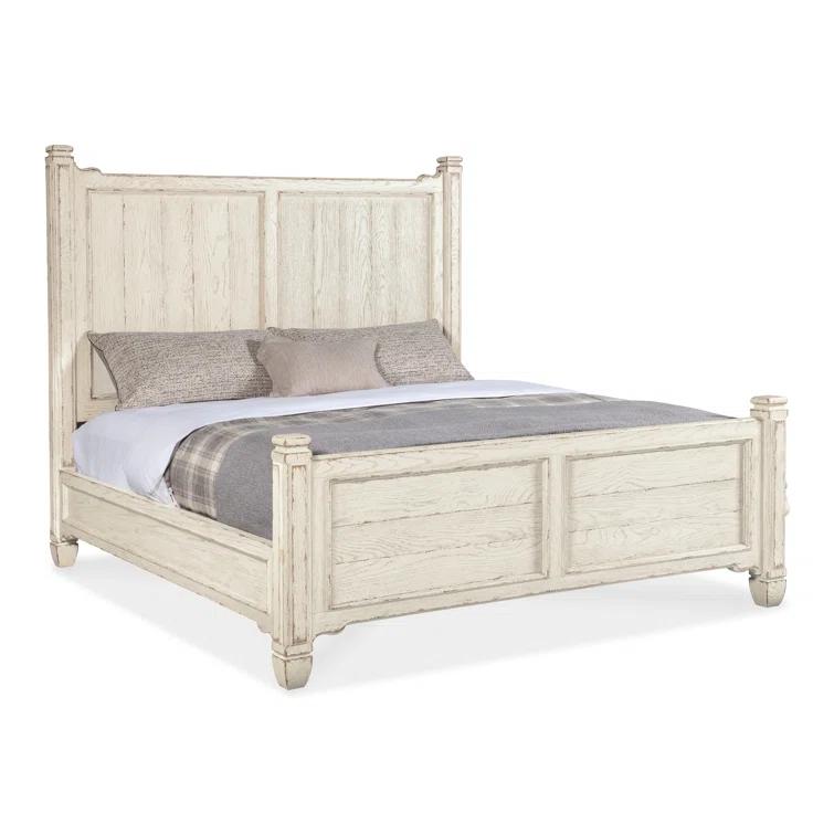 Queen Beige Rustic Wood Panel Bed with Headboard