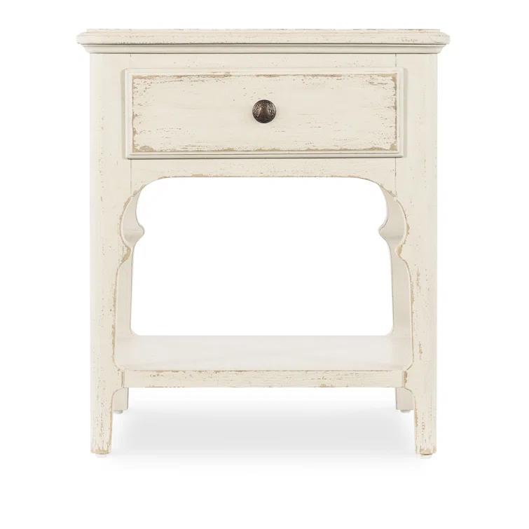 Rustic White Oak Veneer End Table with Storage