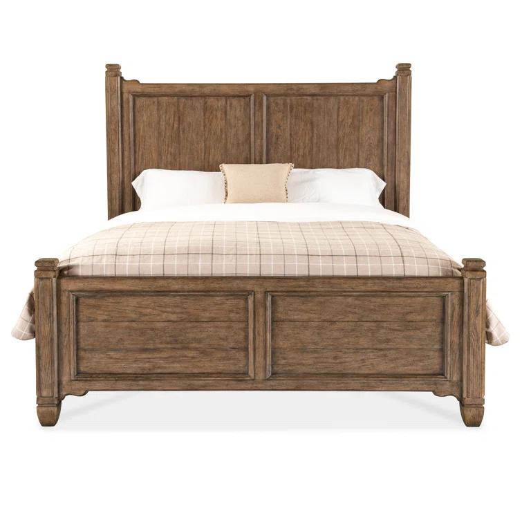 Rustic Brown King Wood Panel Bed with Headboard