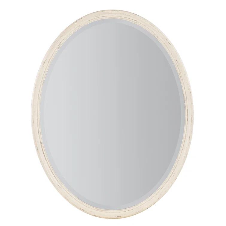 Cream Oval Rustic Wood Wall Mirror