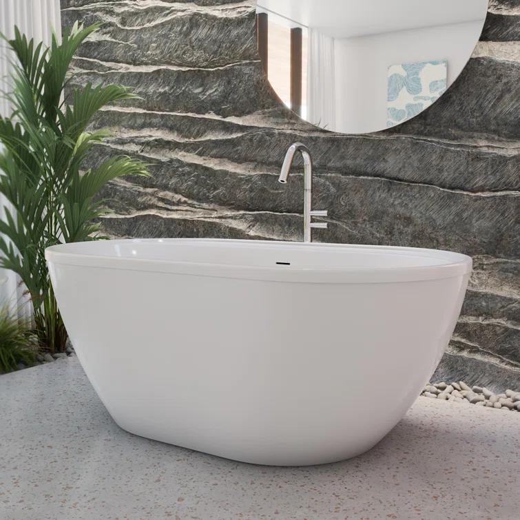 DreamLine BT63X3460C01 Essence 60-1/4 in. L x 34-1/4 in. W x 23-5/8 in. H Freestanding Acrylic Bathtub
