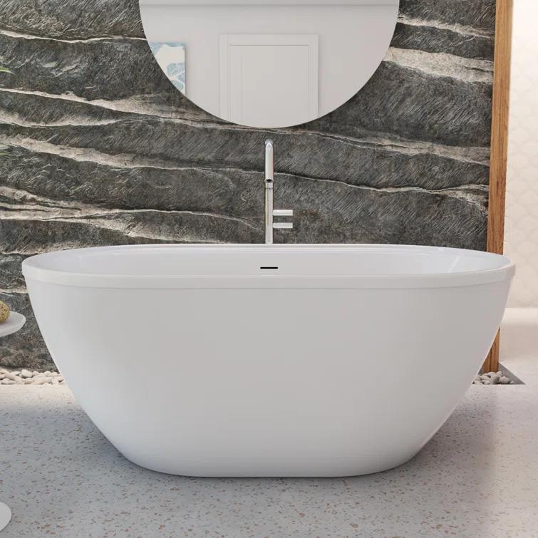 DreamLine BT63X3460C01 Essence 60-1/4 in. L x 34-1/4 in. W x 23-5/8 in. H Freestanding Acrylic Bathtub