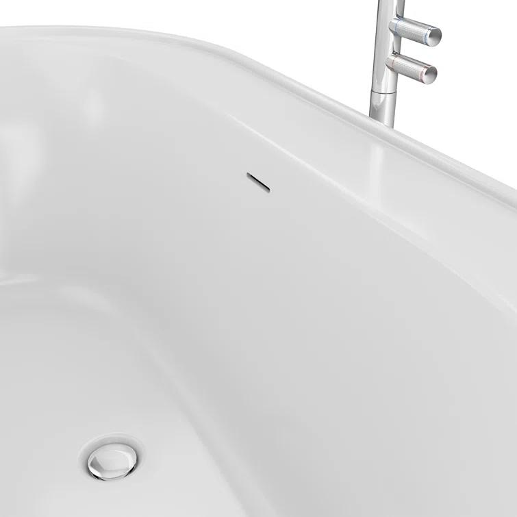 DreamLine BT63X3460C01 Essence 60-1/4 in. L x 34-1/4 in. W x 23-5/8 in. H Freestanding Acrylic Bathtub