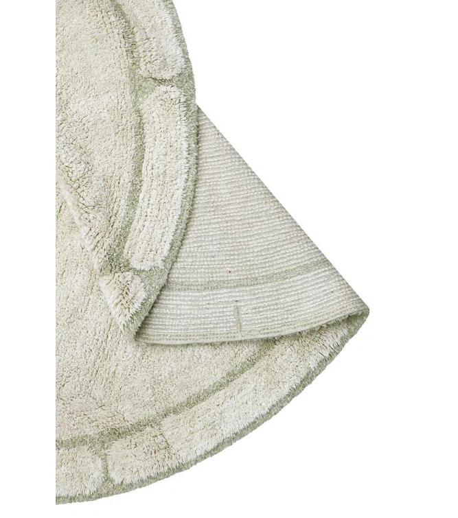 Lorena Canals Round Hand Tufted 3'11.25" x 3'11.25" Cotton/Bamboo Slat / Seagrass Area Rug in Natural/Ivory/Olive