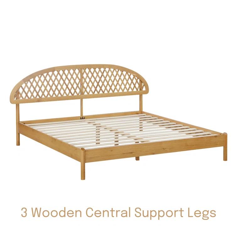 NTC Gem Solid Wood Bed Frame with Headboard and Silent Slats, 1000 Lbs. Capacity Bed Frame