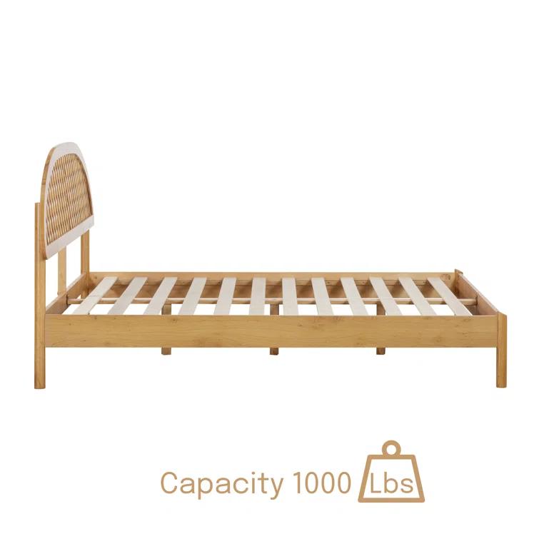 NTC Gem Solid Wood Bed Frame with Headboard and Silent Slats, 1000 Lbs. Capacity Bed Frame