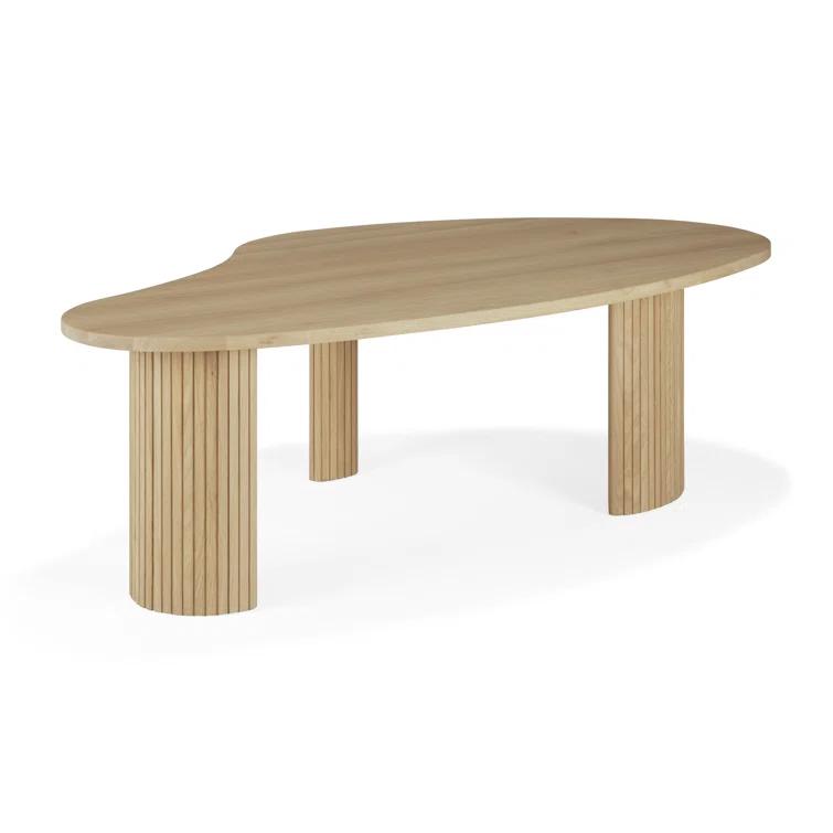 Boomerang Solid Oak Coffee Table with Parallel Rod Legs