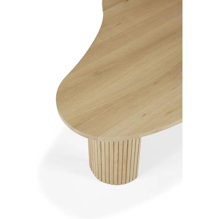 Boomerang Solid Oak Coffee Table with Parallel Rod Legs