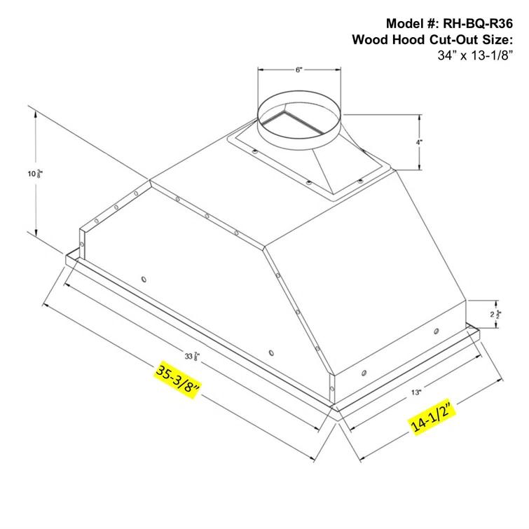 Awoco 36" Stainless Steel 650 CFM Ducted (Vented) Insert Range Hood with Mesh Filter