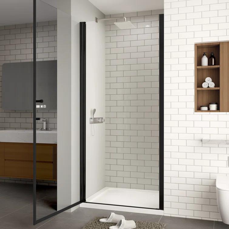 ACE DECOR AD053472 34" W x 72" H Frameless Pivot Shower Door, 1/4" (6mm) Clear SGCC Tempered Glass