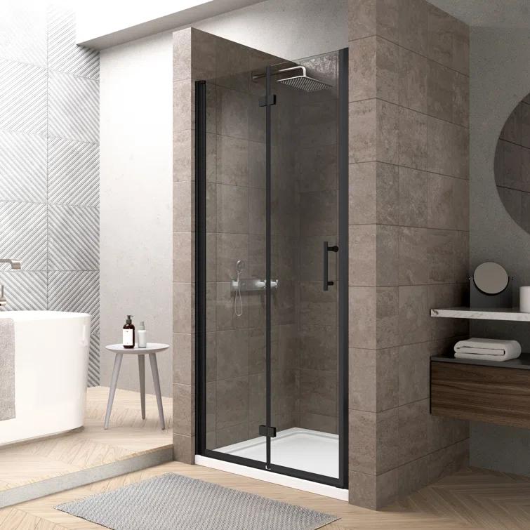 34'' W x 72'' HFolding Frameless Shower Door with Tempered Glass