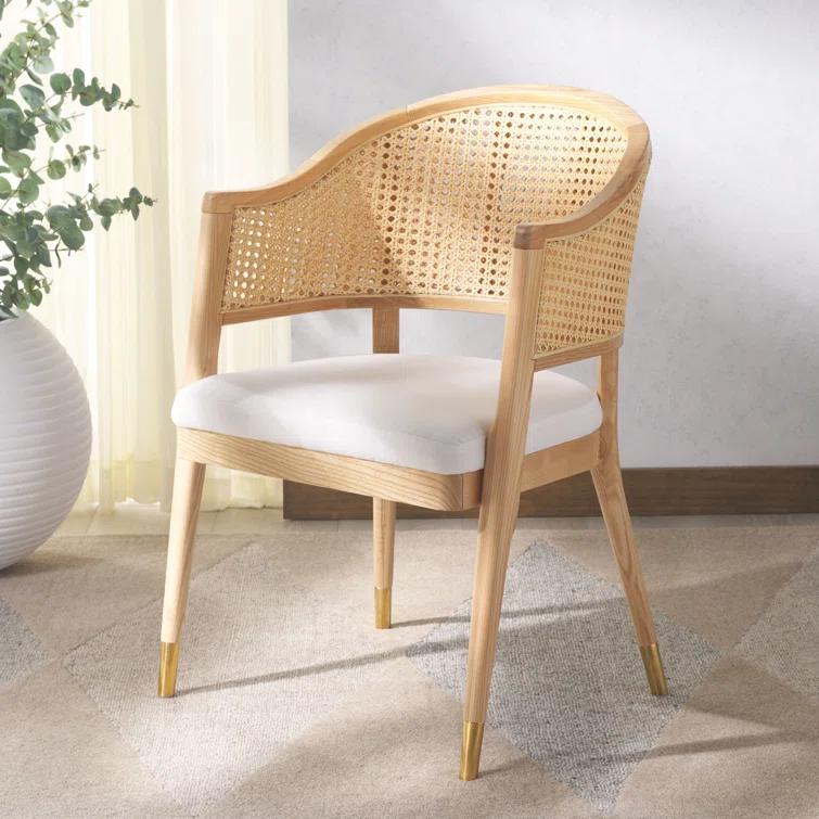 Rogue Chic Black Rattan and Cane Mid-Century Arm Chair