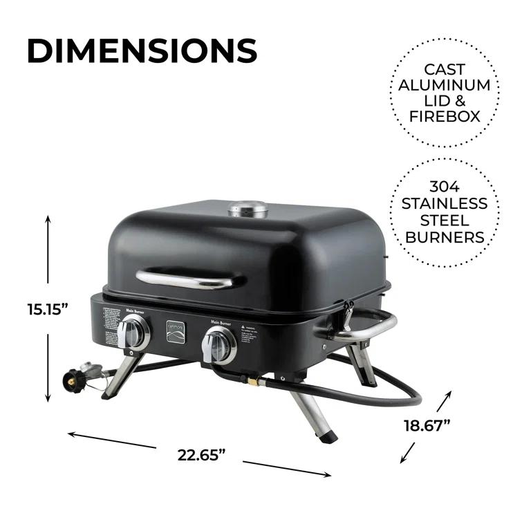 Kenmore 2-Burner Portable Tabletop Retro Gas Grill