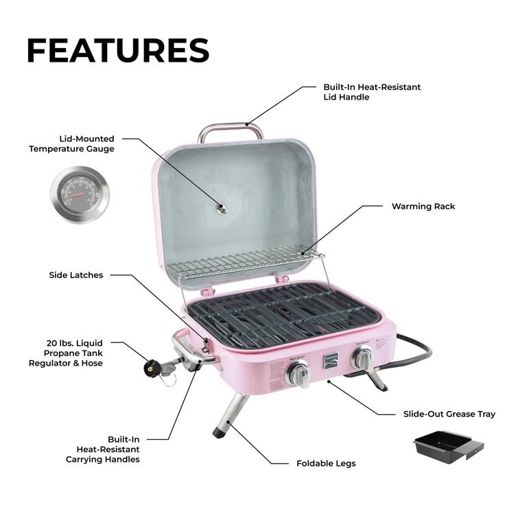Kenmore 2-Burner Portable Tabletop Retro Gas Grill