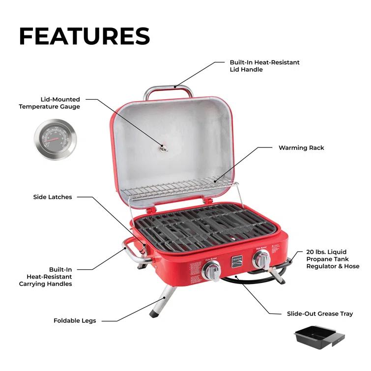 Kenmore 2-Burner Portable Tabletop Retro Gas Grill