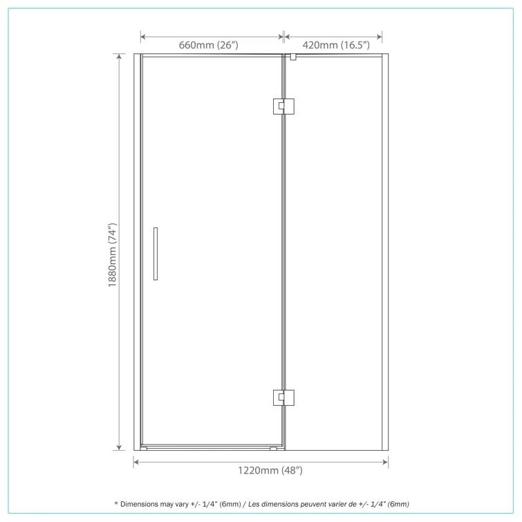 A&E Bath and Shower 48'' - W x 74'' H Door with Tani-48-CHR