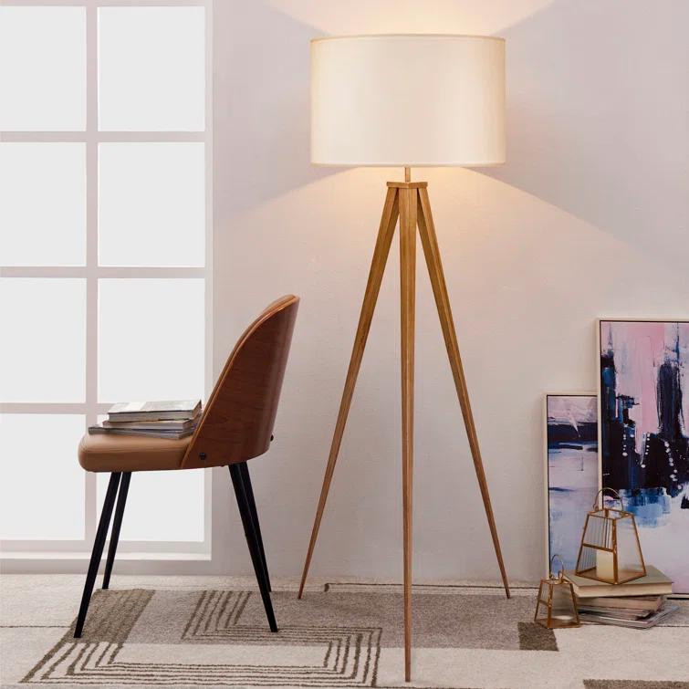 Cardone 60" Modern Standing Tripod Floor Lamp with Drum Shade