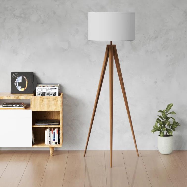 Cardone 60" Modern Standing Tripod Floor Lamp with Drum Shade