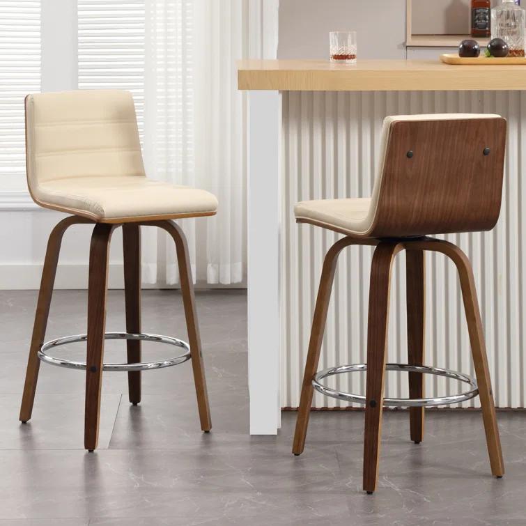 Corrigan Studio® Upholstered Swivel Stool (Set of 2)