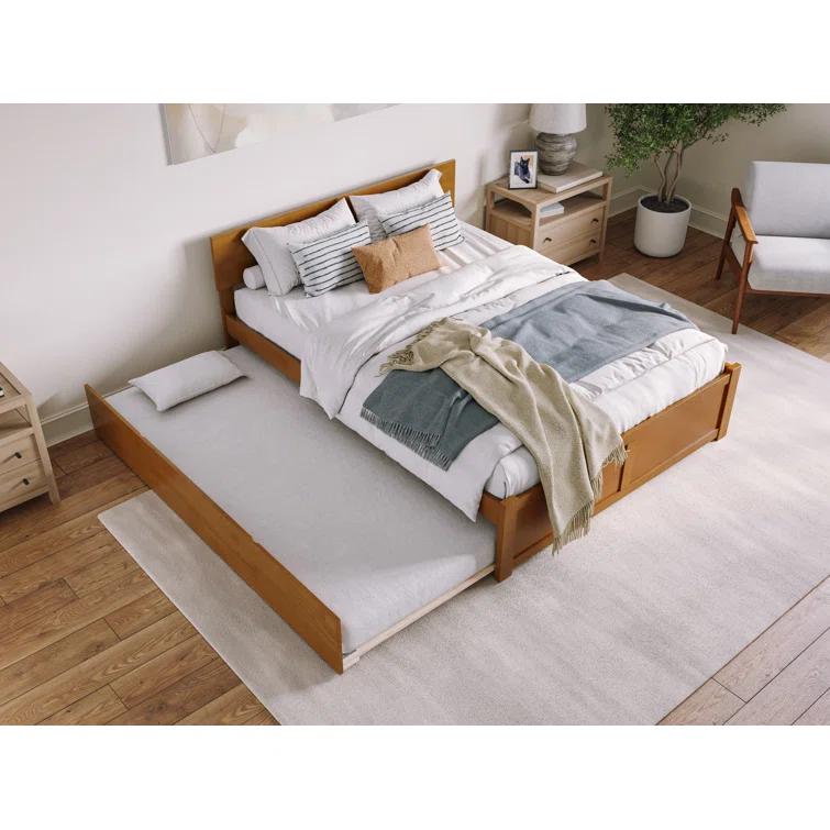 AFI Furnishings Orlando Solid Wood Platform Bed with Panel Footboard & Trundle