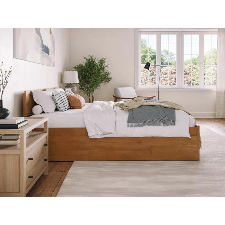 AFI Furnishings Orlando Solid Wood Platform Bed with Panel Footboard & Trundle