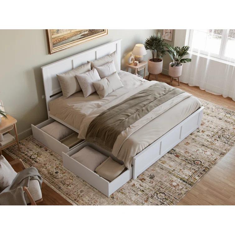 Madison Solid Wood Platform Bed with Matching Footboard & Storage Drawers