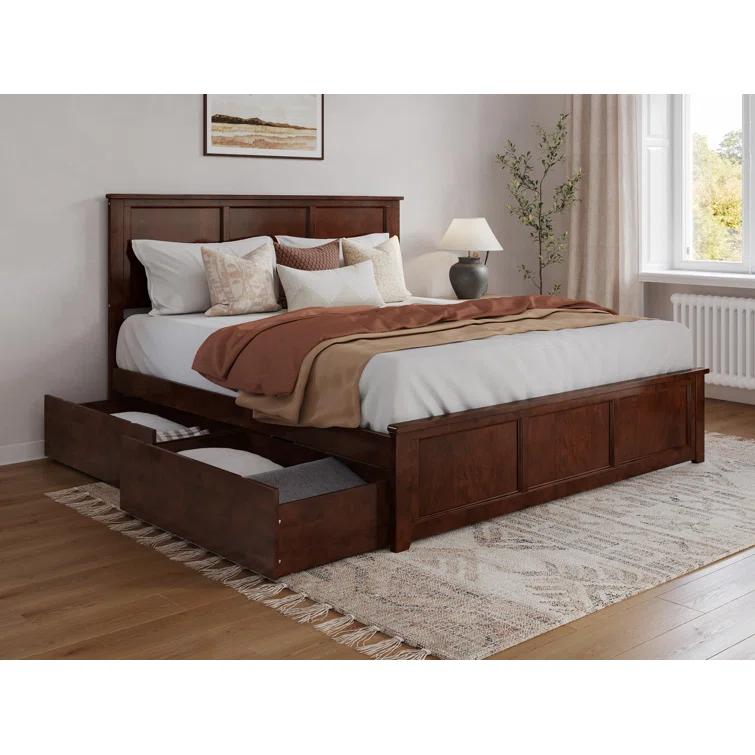 Madison Solid Wood Platform Bed with Matching Footboard & Storage Drawers