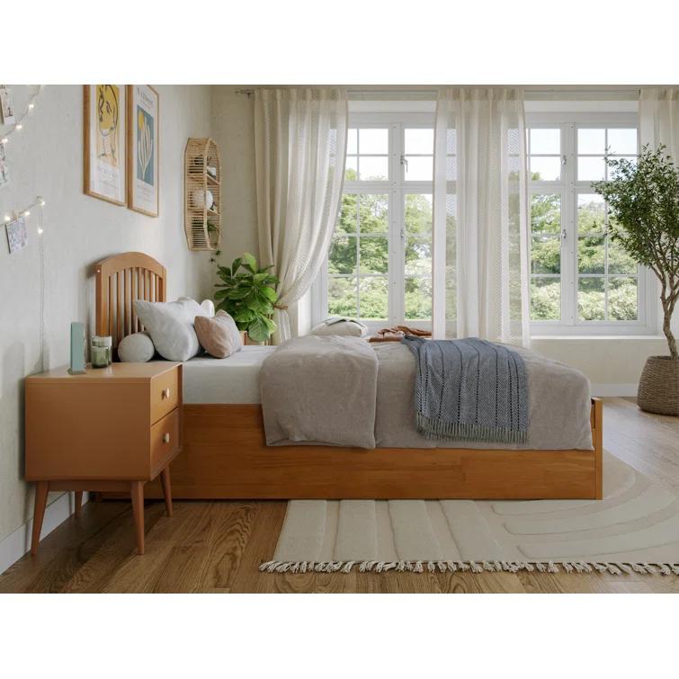 Richmond Solid Wood Platform Bed with Panel Footboard and Trundle