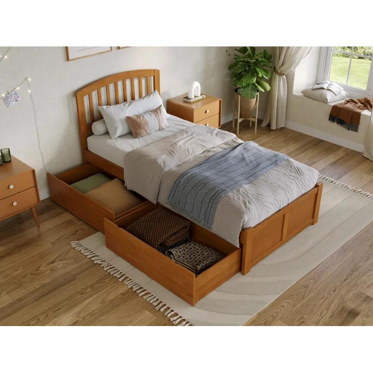 Solid Wood Platform Storage Bed