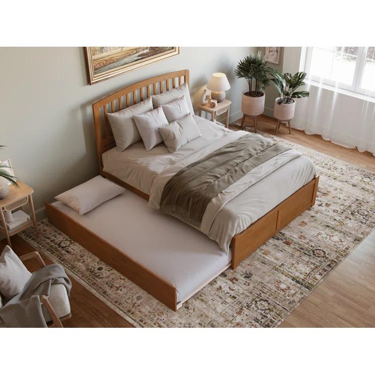 Richmond Solid Wood Platform Bed with Panel Footboard and Trundle