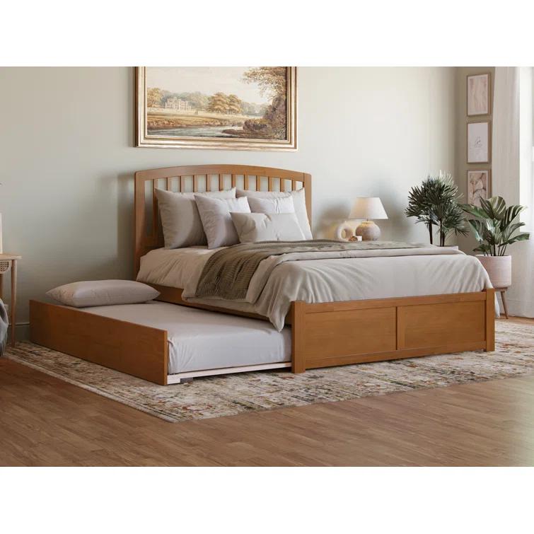Richmond Solid Wood Platform Bed with Panel Footboard and Trundle
