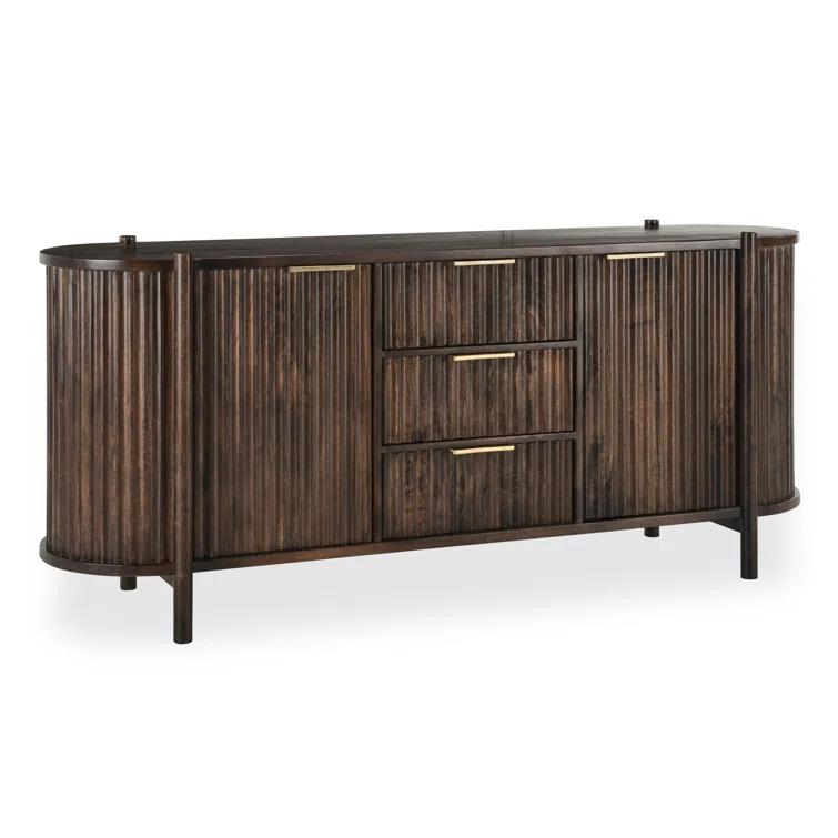 Redford 73" Dark Brown Mango Wood Mid-Century Modern Buffet Sideboard
