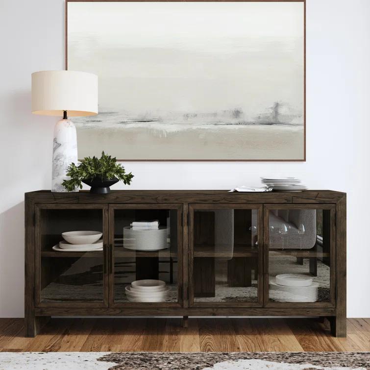 Troy 72" Reclaimed Oak Wood Buffet Sideboard in Dark Brown