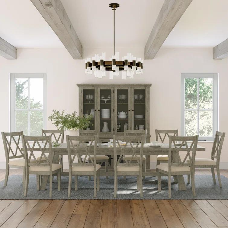 Fahrettin - Person Extendable Pine Solid Wood Solid Wood Top Trestle Dining Set