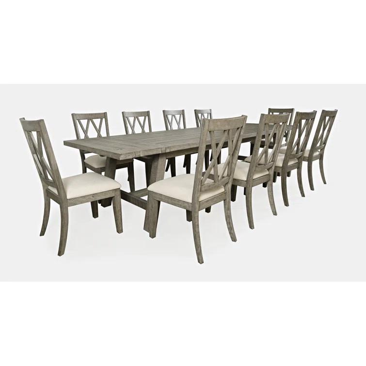 Fahrettin - Person Extendable Pine Solid Wood Solid Wood Top Trestle Dining Set