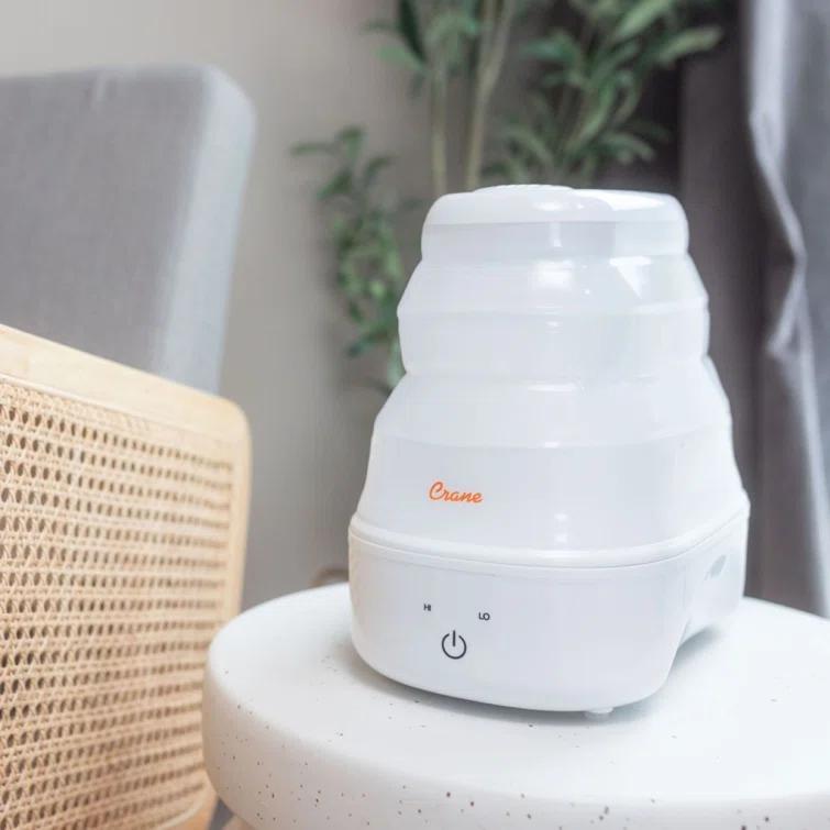 Crane USA 1 Gal. Warm Mist Collapsible Humidifier, White, Top Fill, for Medium Rooms Up to 500 sq. ft.