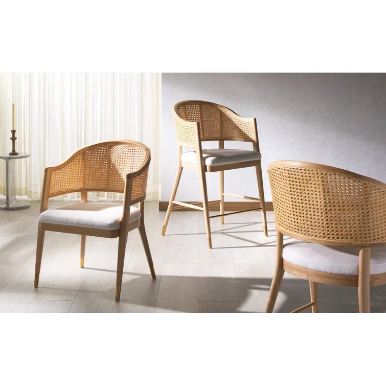 Rogue Chic Black Rattan and Cane Mid-Century Arm Chair